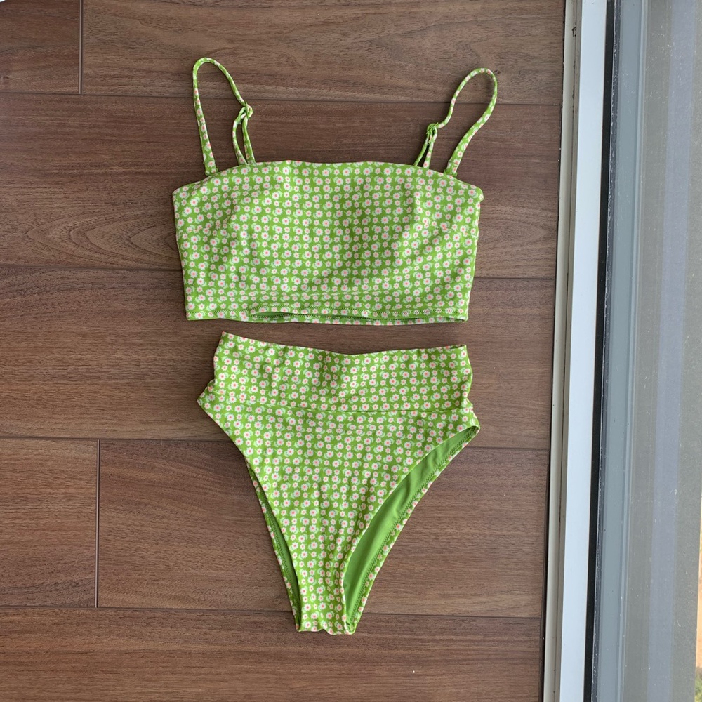 Aerie longline bandeau and high cut cheeky bikini